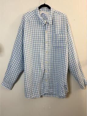 Tommy Bahama Relax Men’s Button Down Shirt Blue White Plaid Long Sleeve Casual